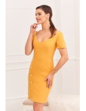 Elegant dress with a Carmen neckline, mustard 0484 - Online store - Boutique